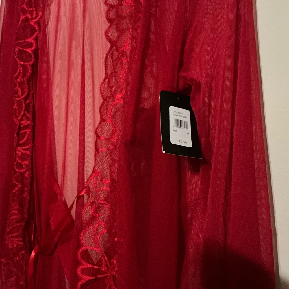 Luxurious Scarlet Lace Robe - Picture 4 of 5